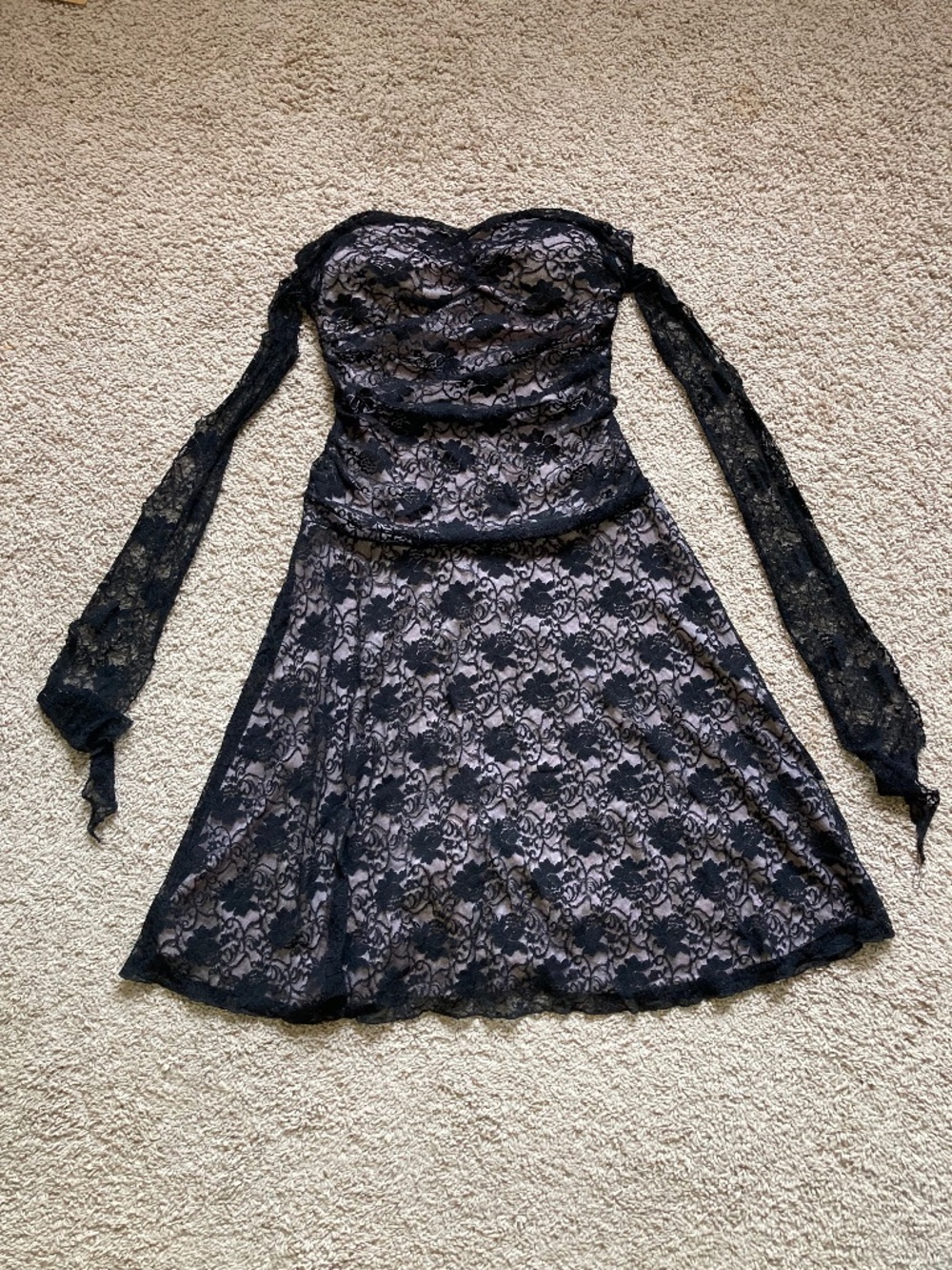 Romantic black floral lace dress